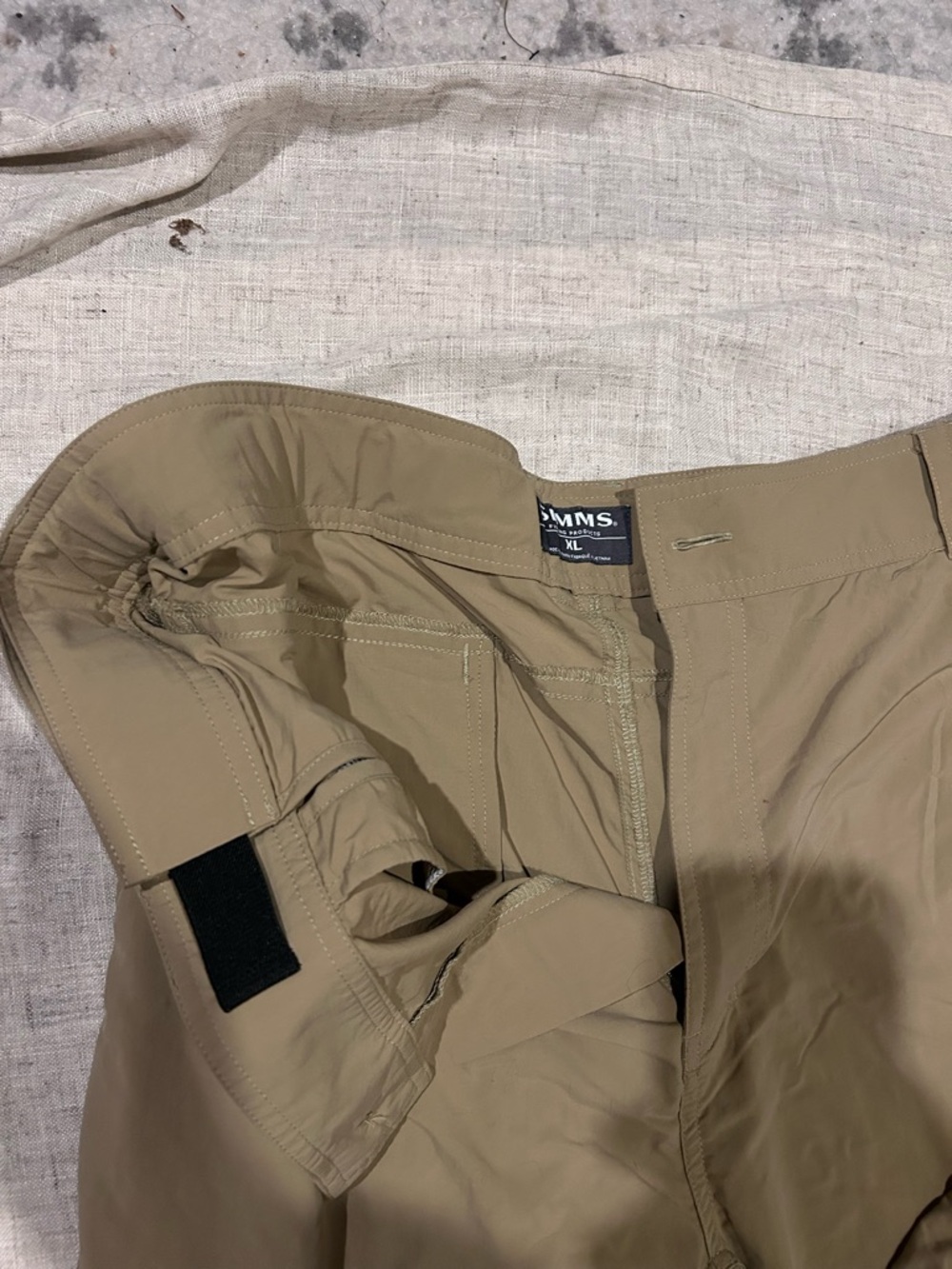 Simms Men's Adjustable ultra light Khaki fishing / hiking Pants - Picture 2 of 3